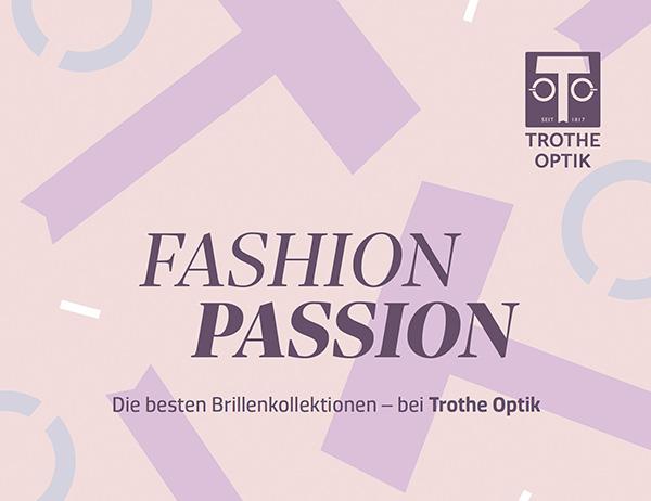 Fashion Passion Schriftzug vor lila Hintergrund.